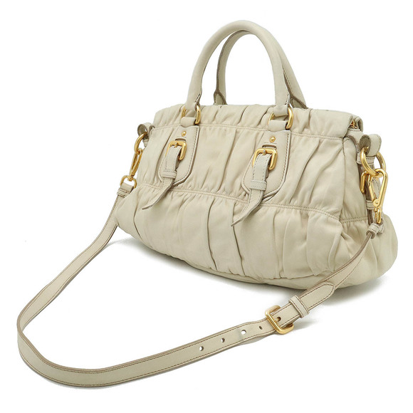 Prada Bag 2WAY Shoulder Gathered Ivory - Picture 1 of 9